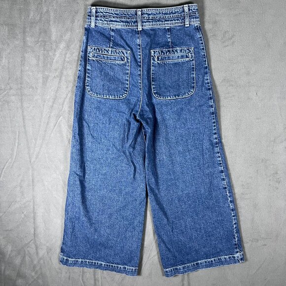 Free People We The Free Button Fly High-Rise Wide Leg Colette Crop Capri Jeans - Picture 5 of 8